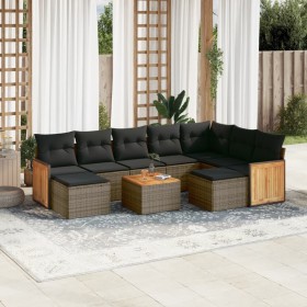 10-piece garden sofa set with gray synthetic rattan cushions by , Garden sets - Ref: Foro24-3260632, Price: 575,86 €, Discoun...