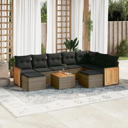10-piece garden sofa set with gray synthetic rattan cushions by , Garden sets - Ref: Foro24-3260632, Price: 587,72 €, Discoun...