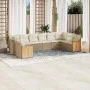 Gartensofa-Set mit beigen Kissen, 10-teilig, synthetisches Rattan von , Gartensets - Ref: Foro24-3260406, Preis: 676,87 €, Ra...