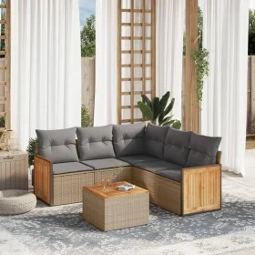 Garden sofa set with cushions 6 pieces beige synthetic rattan by , Garden sets - Ref: Foro24-3260050, Price: 405,53 €, Discou...