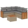 Garden sofa set with cushions 6 pieces beige synthetic rattan by , Garden sets - Ref: Foro24-3260050, Price: 405,53 €, Discou...