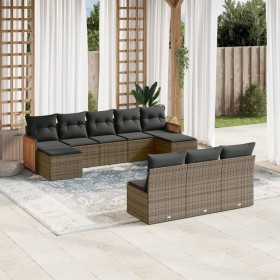 10-piece garden sofa set with gray synthetic rattan cushions by , Garden sets - Ref: Foro24-3260471, Price: 550,27 €, Discoun...