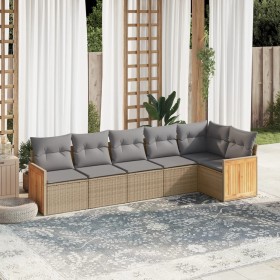 Garden sofa set with cushions 6 pieces beige synthetic rattan by , Garden sets - Ref: Foro24-3260071, Price: 405,48 €, Discou...