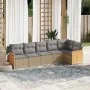 Gartensofa-Set mit Kissen, 6-teilig, beiges synthetisches Rattan von , Gartensets - Ref: Foro24-3260071, Preis: 412,99 €, Rab...