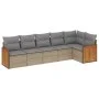 Gartensofa-Set mit Kissen, 6-teilig, beiges synthetisches Rattan von , Gartensets - Ref: Foro24-3260071, Preis: 412,99 €, Rab...