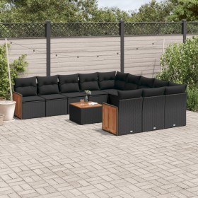 Garden sofa set 12 pieces with black synthetic rattan cushions by , Garden sets - Ref: Foro24-3260515, Price: 780,33 €, Disco...