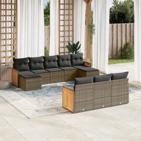 10-piece garden sofa set with gray synthetic rattan cushions by , Garden sets - Ref: Foro24-3260499, Price: 610,09 €, Discoun...