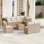 Set de sofás de jardín 9 pzas con cojines ratán sintético beige de , Conjuntos de jardín - Ref: Foro24-3223741, Precio: 607,5...