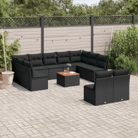Garden sofa set 12 pieces with black synthetic rattan cushions by , Garden sets - Ref: Foro24-3223885, Price: 689,35 €, Disco...
