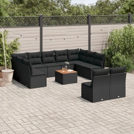 Gartensofa-Set 12-teilig mit schwarzen synthetischen Rattankissen von , Gartensets - Ref: Foro24-3223885, Preis: 677,07 €, Ra...