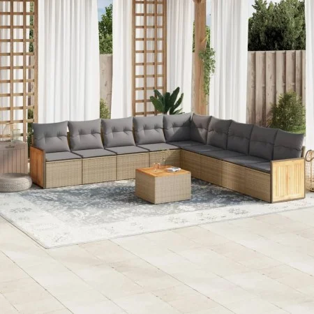 Garden sofa set with beige cushions 10 pieces synthetic rattan by , Garden sets - Ref: Foro24-3260148, Price: 606,84 €, Disco...
