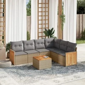 7-piece garden sofa set and beige synthetic rattan cushions by , Garden sets - Ref: Foro24-3260092, Price: 461,42 €, Discount: %