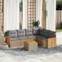 Set sofás de jardín 7 piezas y cojines ratán sintético beige de , Conjuntos de jardín - Ref: Foro24-3260092, Precio: 461,42 €...
