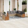 9-teiliges Gartensofa-Set mit beigen synthetischen Rattankissen von , Gartensets - Ref: Foro24-3260183, Preis: 621,06 €, Raba...