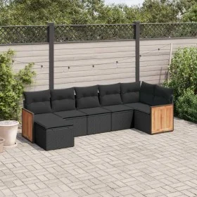 7-piece garden dining set and black synthetic rattan cushions by , Garden sets - Ref: Foro24-3260270, Price: 433,11 €, Discou...