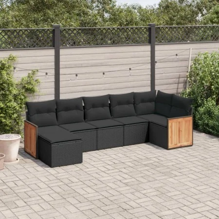 7-piece garden dining set and black synthetic rattan cushions by , Garden sets - Ref: Foro24-3260270, Price: 433,11 €, Discou...