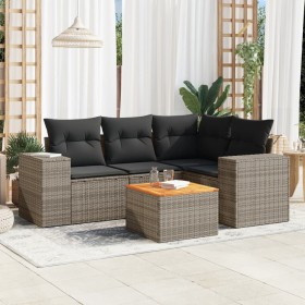 Garden sofa set with cushions 5 pieces gray synthetic rattan by , Garden sets - Ref: Foro24-3225430, Price: 324,89 €, Discoun...