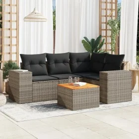 Garden sofa set with cushions 5 pieces gray synthetic rattan by , Garden sets - Ref: Foro24-3225430, Price: 335,07 €, Discoun...