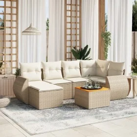 7-piece garden sofa set and beige synthetic rattan cushions by , Garden sets - Ref: Foro24-3257437, Price: 506,34 €, Discount: %
