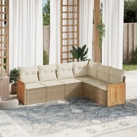 Garden sofa set with cushions 6 pieces beige synthetic rattan by , Garden sets - Ref: Foro24-3260084, Price: 448,75 €, Discou...