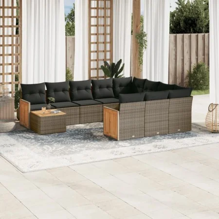 11-piece garden sofa set and gray synthetic rattan cushions by , Garden sets - Ref: Foro24-3260450, Price: 663,62 €, Discount: %