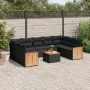 Gartensofa-Set 10-teilig mit schwarzen synthetischen Rattankissen von , Gartensets - Ref: Foro24-3260361, Preis: 626,30 €, Ra...