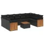 Gartensofa-Set 10-teilig mit schwarzen synthetischen Rattankissen von , Gartensets - Ref: Foro24-3260361, Preis: 626,30 €, Ra...