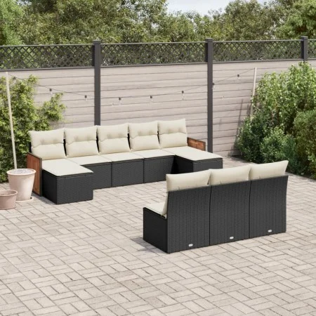 Garden sofa set 10 pieces with black synthetic rattan cushions by , Garden sets - Ref: Foro24-3260467, Price: 546,63 €, Disco...