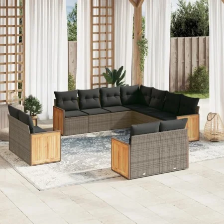 11-piece garden sofa set and gray synthetic rattan cushions by , Garden sets - Ref: Foro24-3260583, Price: 832,49 €, Discount: %