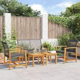 5-Piece Black PE Rattan and Acacia Wood Bistro Set by , Modular outdoor sofas - Ref: Foro24-367604, Price: 247,70 €, Discount: %