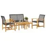 5-Piece Black PE Rattan and Acacia Wood Bistro Set by , Modular outdoor sofas - Ref: Foro24-367604, Price: 247,70 €, Discount: %