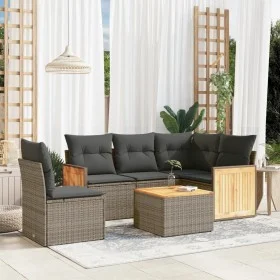 6-piece garden furniture set and gray synthetic rattan cushions by , Garden sets - Ref: Foro24-3260065, Price: 389,97 €, Disc...