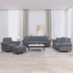 Juego de sofás con cojines 4 piezas terciopelo gris oscuro by , Sofas - Ref: Foro24-3202201, Price: 819,88 €, Discount: %