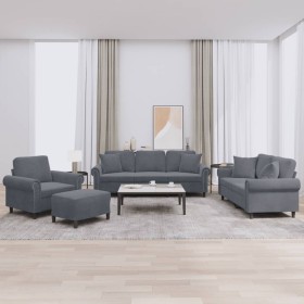 Sofagarnitur mit 4-teiligen dunkelgrauen Samtkissen. von , Sofas - Ref: Foro24-3202201, Preis: 834,34 €, Rabatt: %