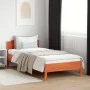 Bed frame with wax brown pine wood headboard 100x200 cm by , Beds and slatted bases - Ref: Foro24-842617, Price: 100,07 €, Di...