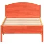 Bed frame with wax brown pine wood headboard 100x200 cm by , Beds and slatted bases - Ref: Foro24-842617, Price: 100,07 €, Di...