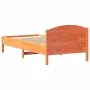Bed frame with wax brown pine wood headboard 100x200 cm by , Beds and slatted bases - Ref: Foro24-842617, Price: 100,07 €, Di...