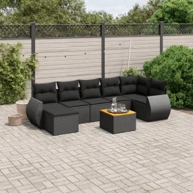 Set de sofás de jardín 8 piezas y cojines ratán sintético negro by , Garden sets - Ref: Foro24-3257441, Price: 479,01 €, Disc...