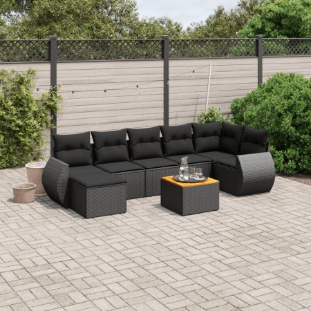 8-teiliges Gartensofa-Set und Kissen aus schwarzem Kunststoff-Rattan. von , Gartensets - Ref: Foro24-3257441, Preis: 501,77 €...