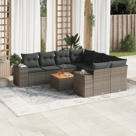 Gartenmöbel-Set 9-teilig mit grauen Polstern aus synthetischem Rattan von , Gartensets - Ref: Foro24-3257705, Preis: 564,28 €...