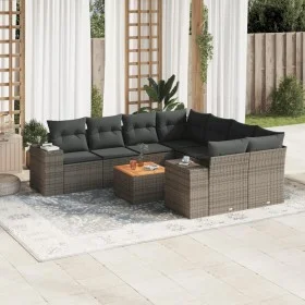 Set de muebles de jardín 9 pzas y cojines ratán sintético gris de , Conjuntos de jardín - Ref: Foro24-3257705, Precio: 564,17...