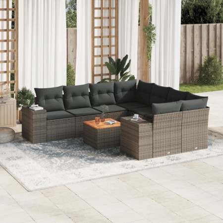 Gartenmöbel-Set 9-teilig mit grauen Polstern aus synthetischem Rattan von , Gartensets - Ref: Foro24-3257705, Preis: 564,28 €...