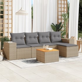Juego de sofás jardín con cojines 6 pzas ratán sintético beige de , Conjuntos de jardín - Ref: Foro24-3257753, Precio: 395,55...