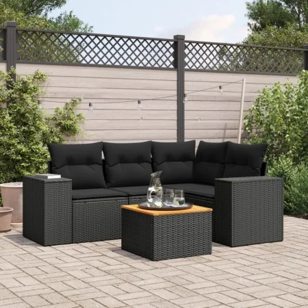 Set de muebles de jardín 5 pzas y cojines ratán sintético negro de , Conjuntos de jardín - Ref: Foro24-3225425, Precio: 391,0...