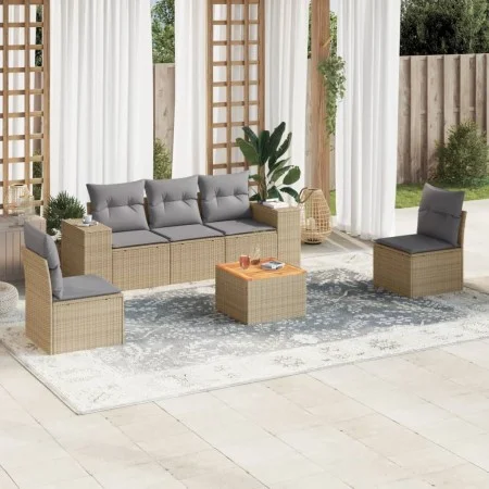 Juego de sofás jardín con cojines 6 pzas ratán sintético beige by , Garden sets - Ref: Foro24-3257718, Price: 396,17 €, Disco...