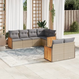 Set sofás de jardín 7 piezas y cojines ratán sintético beige de , Conjuntos de jardín - Ref: Foro24-3260225, Precio: 498,11 €...