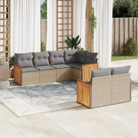 Set sofás de jardín 7 piezas y cojines ratán sintético beige by , Garden sets - Ref: Foro24-3260225, Price: 534,71 €, Discoun...