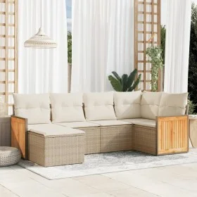 Juego de sofás jardín con cojines 6 pzas ratán sintético beige by , Garden sets - Ref: Foro24-3260259, Price: 434,21 €, Disco...