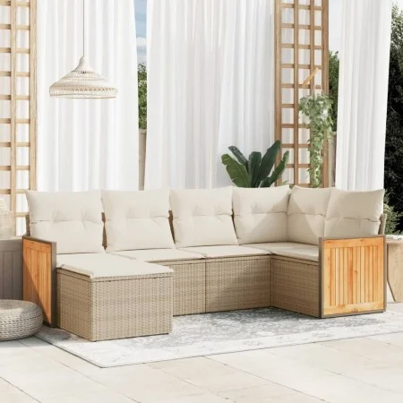 Juego de sofás jardín con cojines 6 pzas ratán sintético beige by , Garden sets - Ref: Foro24-3260259, Price: 434,21 €, Disco...