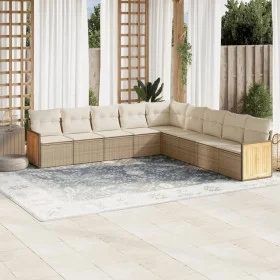 Set de sofás de jardín 9 pzas con cojines ratán sintético beige de , Conjuntos de jardín - Ref: Foro24-3260140, Precio: 625,8...